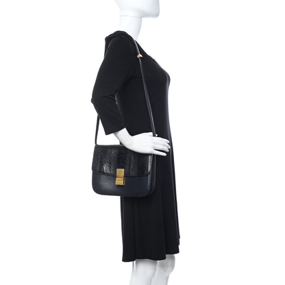 Celine Ostrich Leg Medium Classic Box Flap Bag Dark Blue 2 of 12