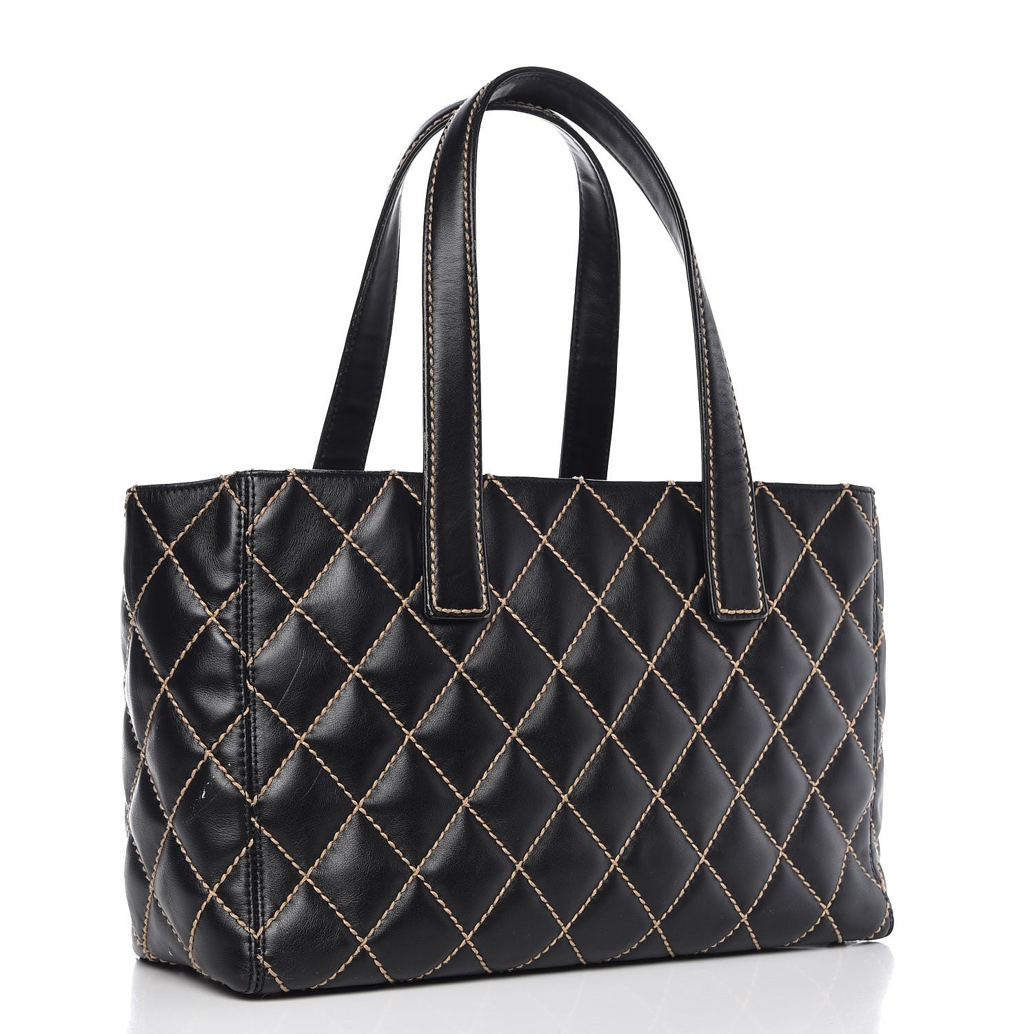 Chanel Calfskin Contrast Stitch Surpique Tote Black 4 of 13