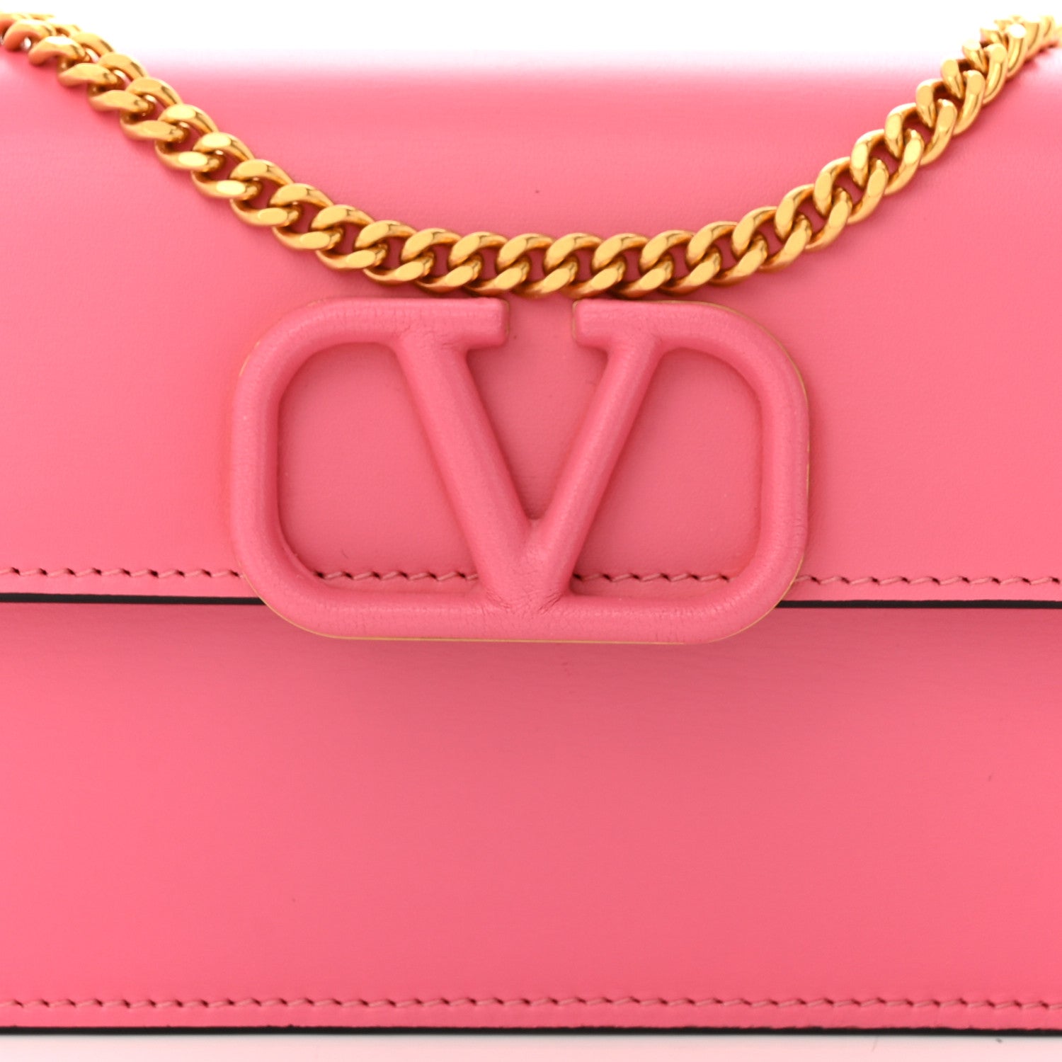 Valentino Garavani Smooth Calfksin Vlogo Wallet On Chain Feminine Pink 8 of 10