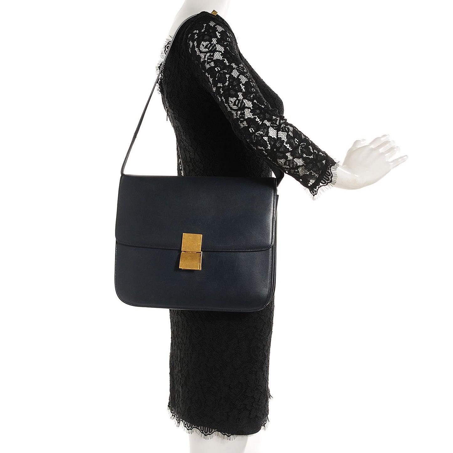 Smooth Calfskin Large Classic Box Flap Bag Navy