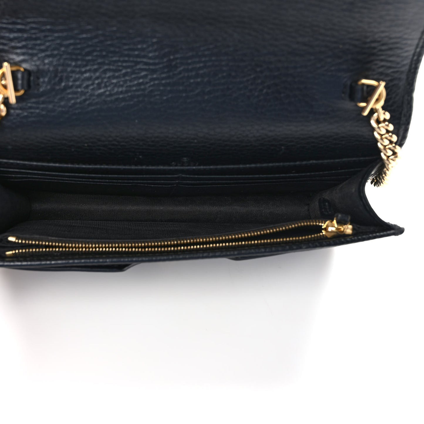 Calfskin Mini GG Marmont Chain Wallet Black