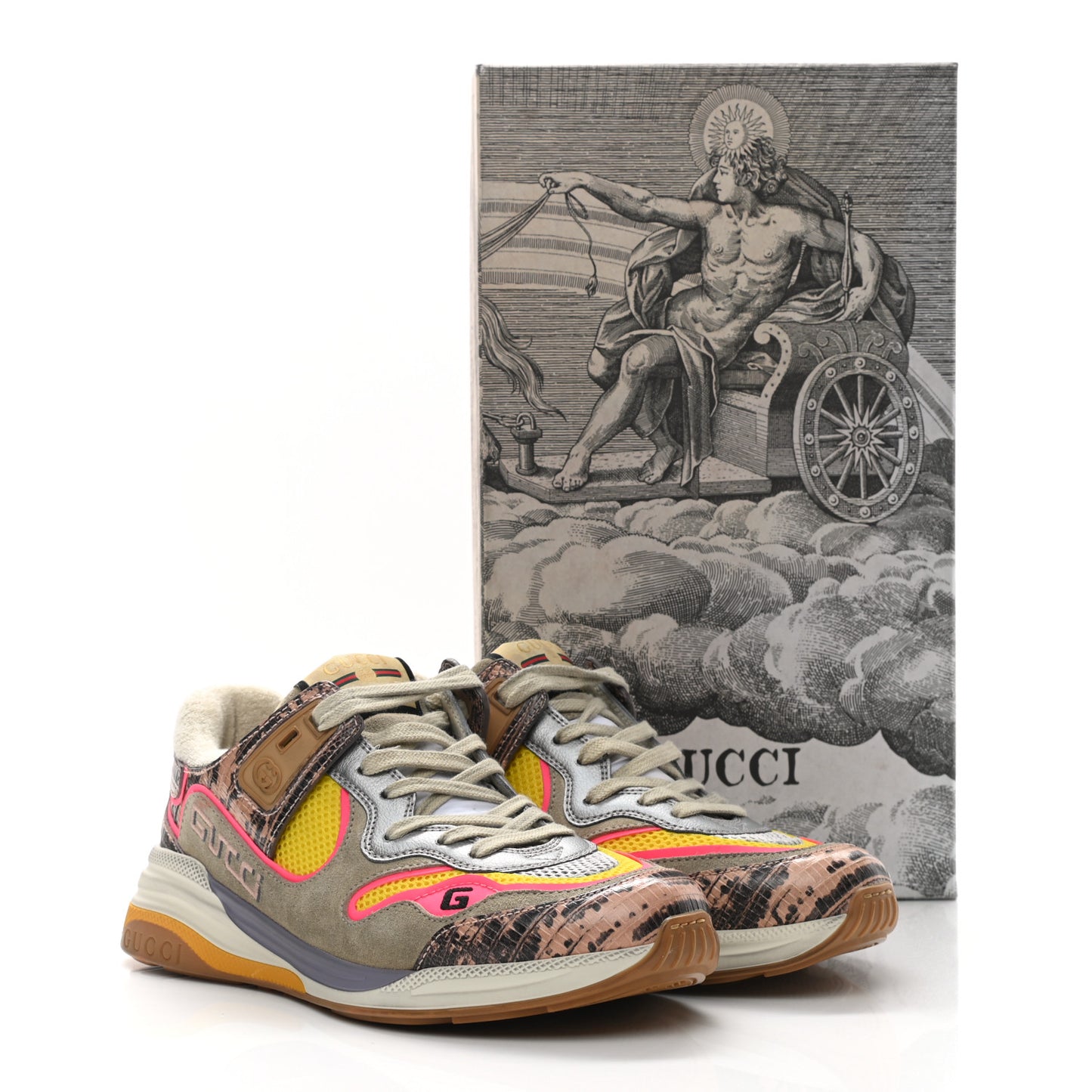Suede Calfskin Tejus Printed Womens Ultrapace Sneakers 39.5 Pink Silver Oatmeal Yolk