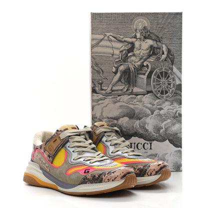 Gucci Suede Calfskin Tejus Printed Womens Ultrapace Sneakers 39.5 Pink Silver Oatmeal Yolk 8 of 8