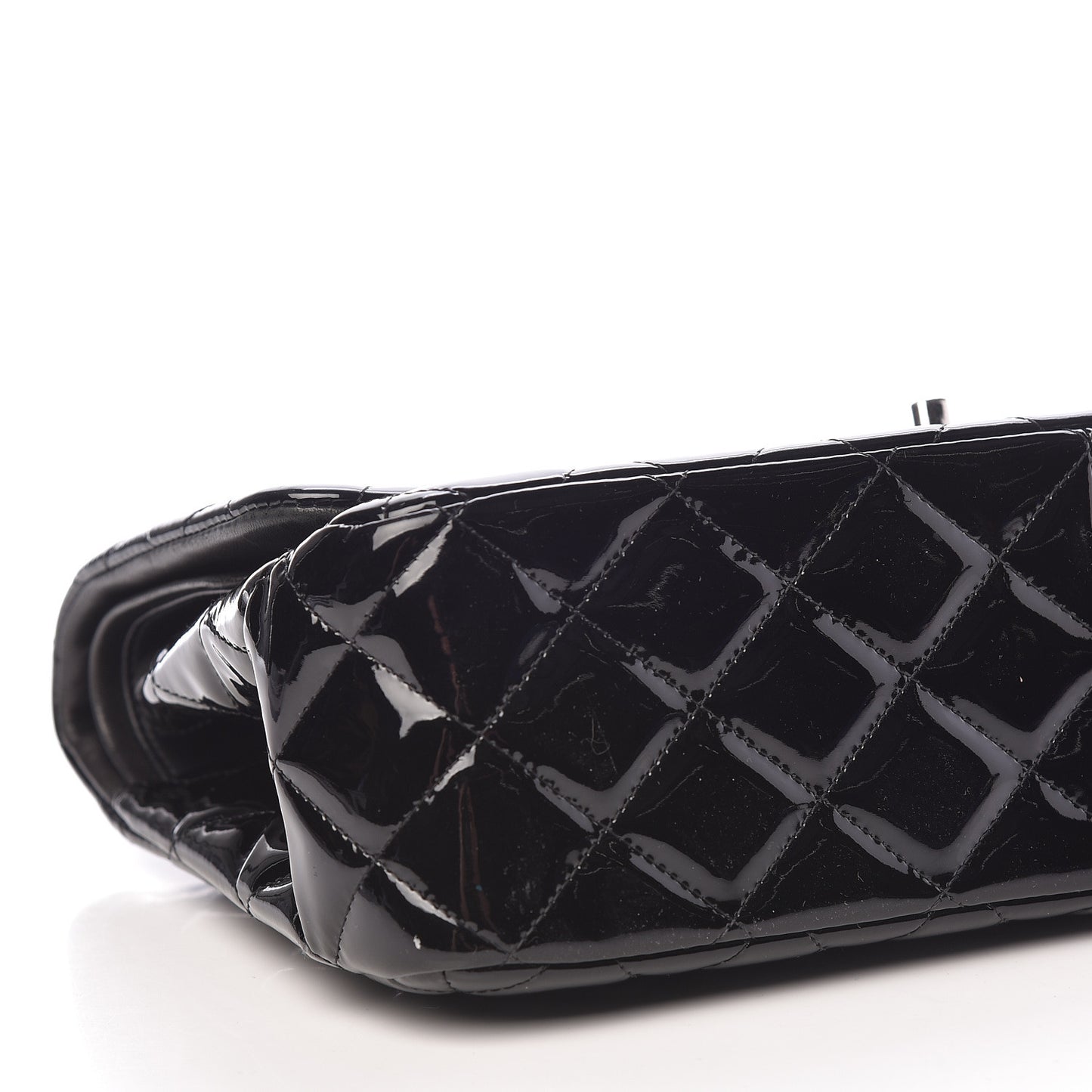 Patent Quilted Jumbo Double Flap Black