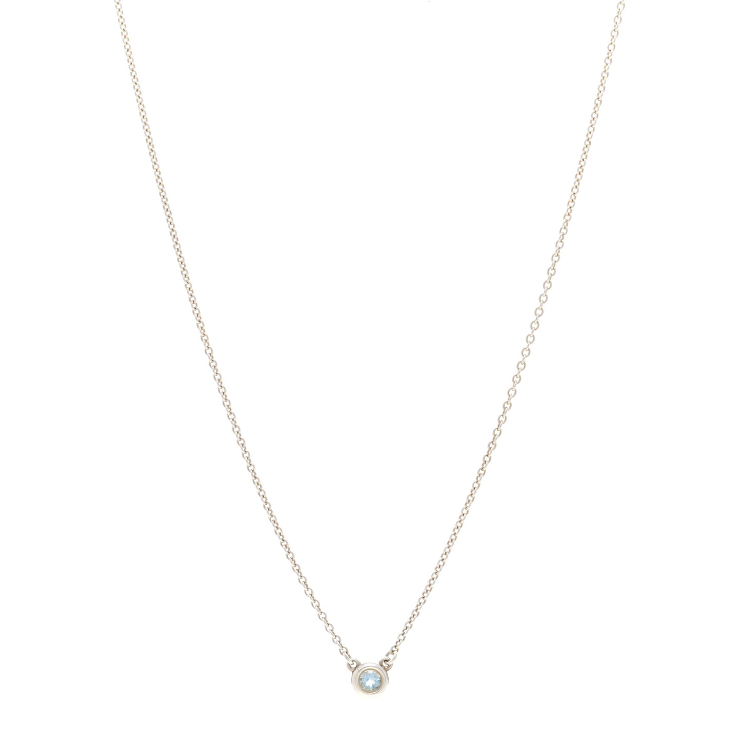 Sterling Silver Aquamarine .06ct Elsa Peretti Color by the Yard Pendant Necklace