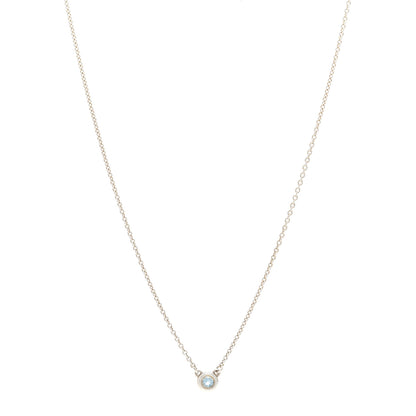 Tiffany Sterling Silver Aquamarine .06ct Elsa Peretti Color by the Yard Pendant Necklace 1 of 4