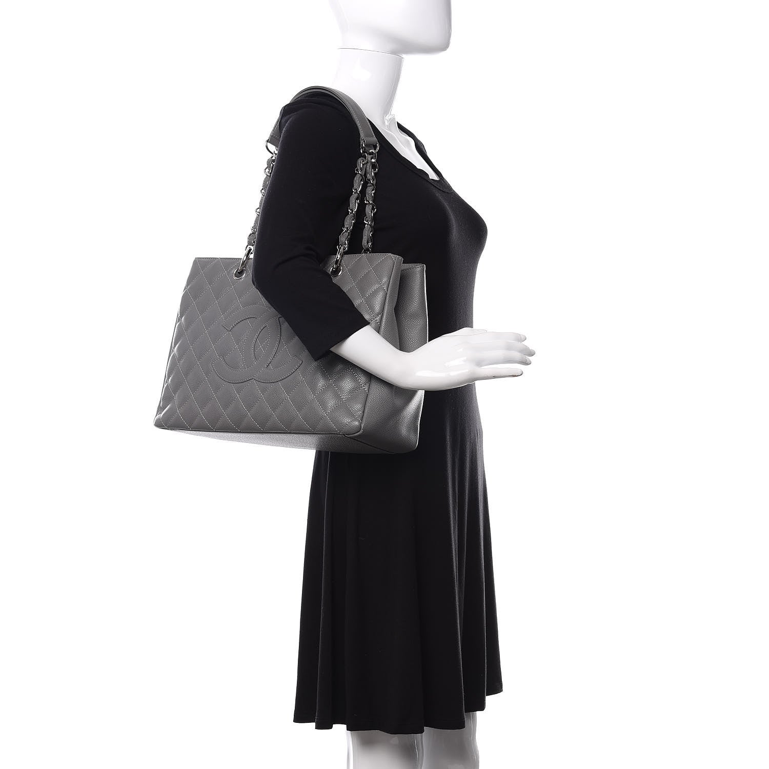 Chanel Caviar Quilted Grand Shopping Tote GST Grey 2 of 10