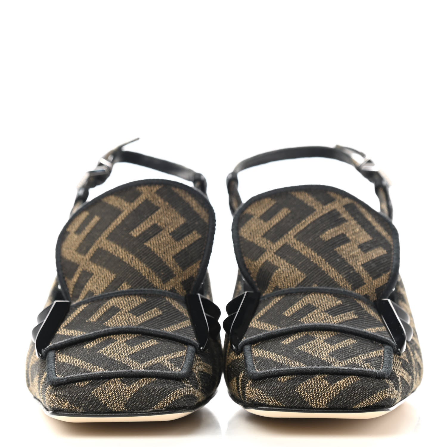 Fendi Jacquard FFreedom Decollete Slingback Square Toe Pumps 36.5 Tobacco 2 of 8