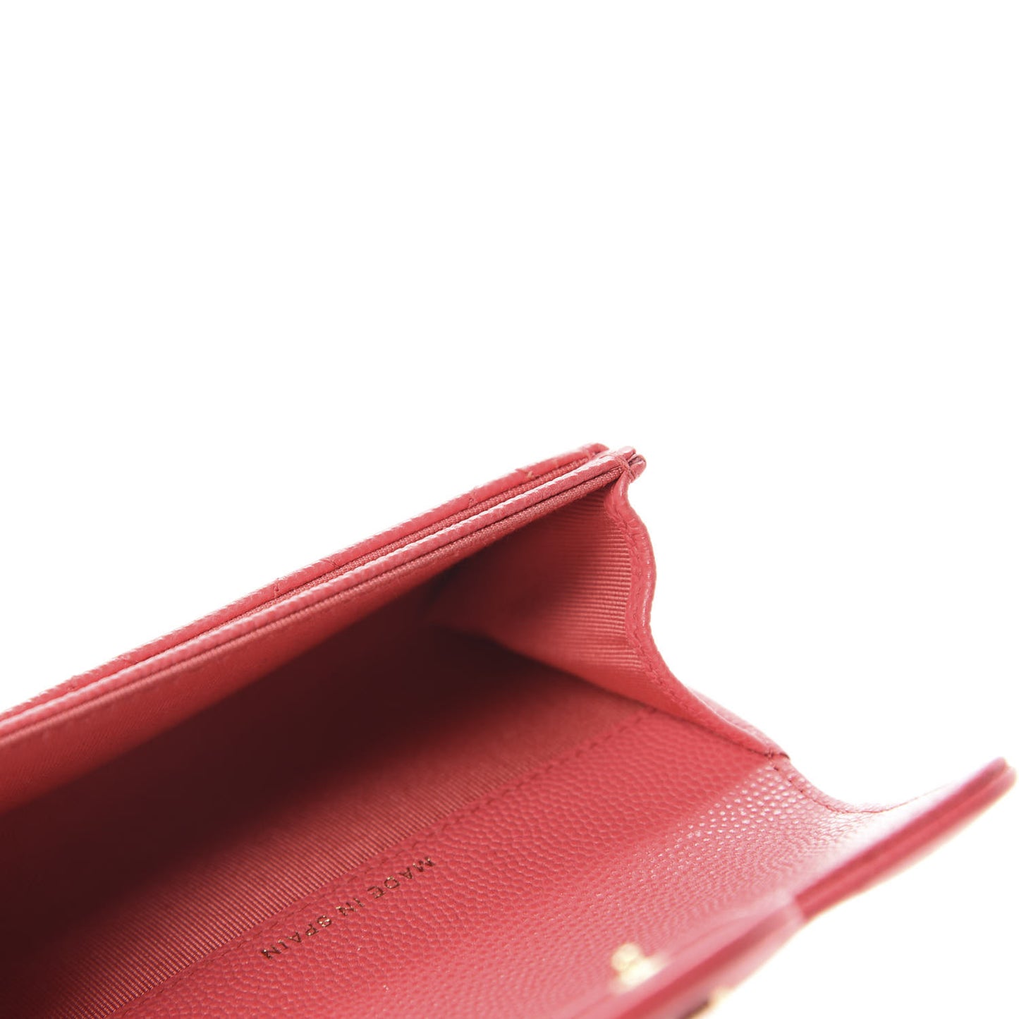Caviar Quilted Flap Card Holder Wallet Dark Pink
