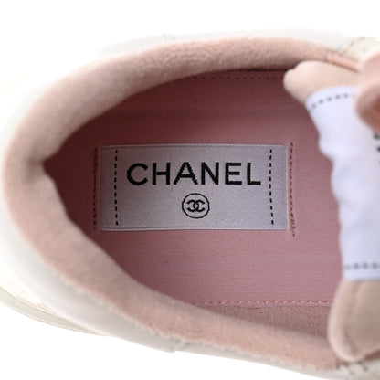 Chanel Grained Calfskin Fabric Womens Logo Sneakers 40 White Light Pink 7 of 10