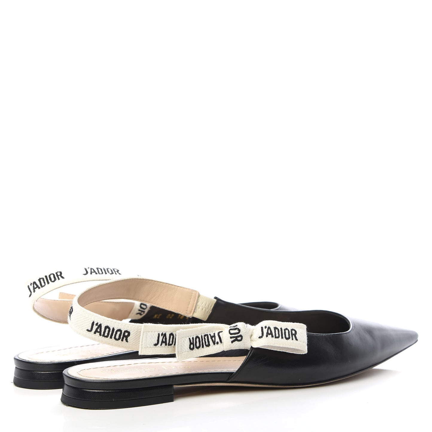 Lambskin Ribbon J'Adior Slingback Ballet Flats 41 Black