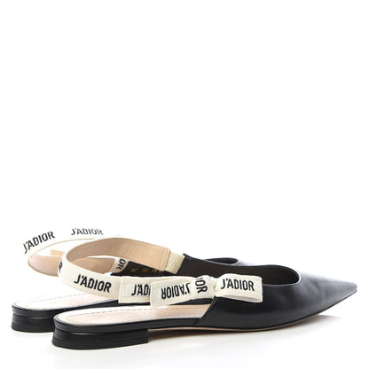 Christian Dior Lambskin Ribbon J'Adior Slingback Ballet Flats 41 Black 4 of 10