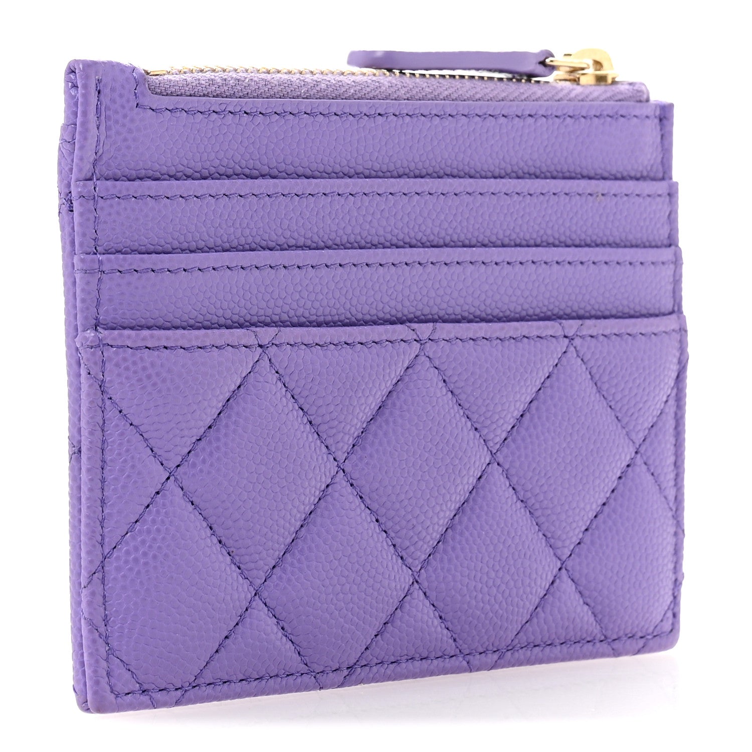 Chanel Caviar Quilted CC Zip Card Holder Purple 3 of 8