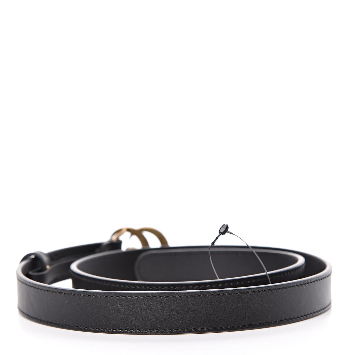 Moon Calfskin Pearl Double G 20mm Belt 80 32 Black Cream