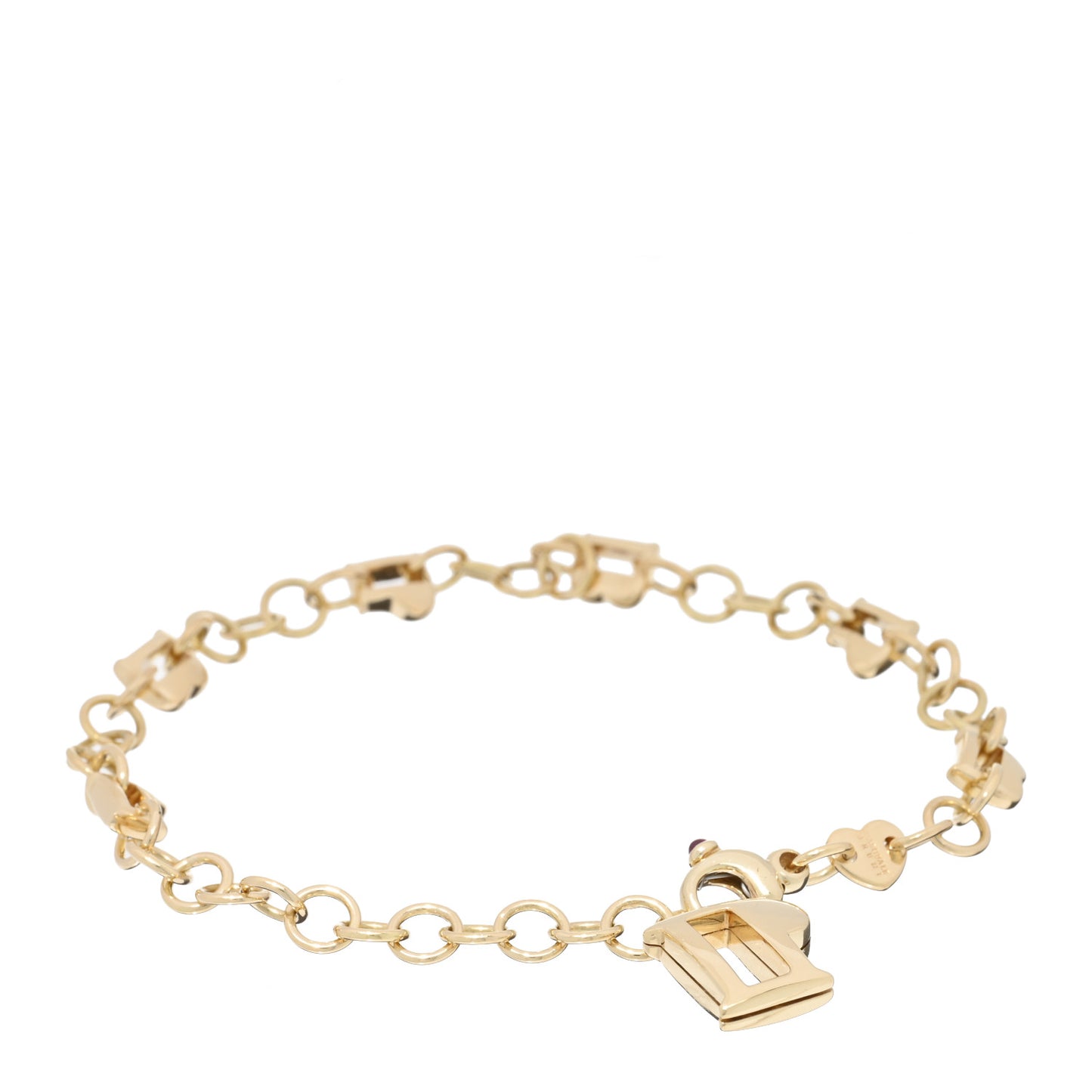 18K Yellow Gold Ruby Chain Link Bracelet