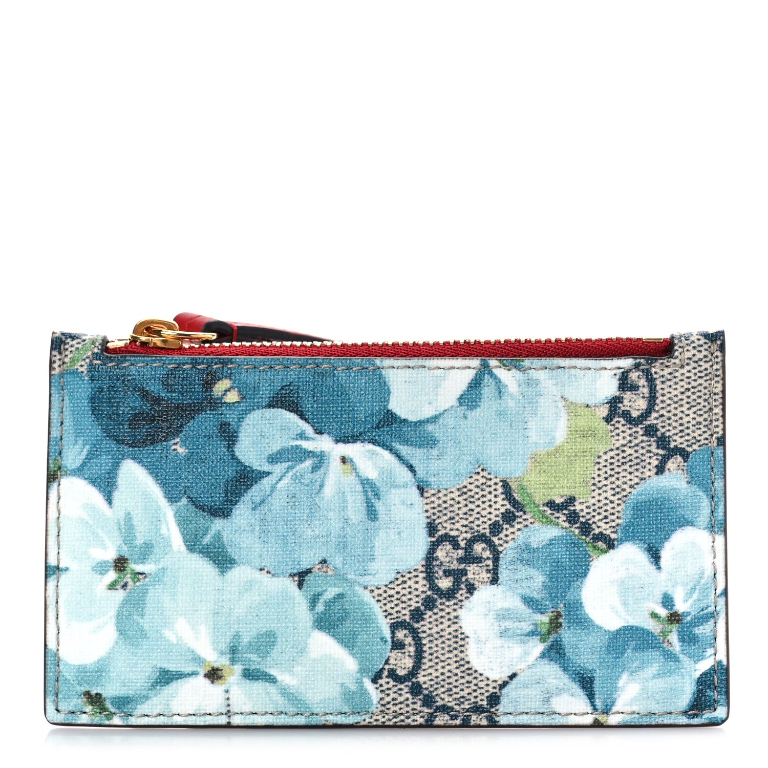 Gucci GG Supreme Monogram Blooms Coin Case Card Holder Beige Blue Navy Hibiscus Red 1 of 9