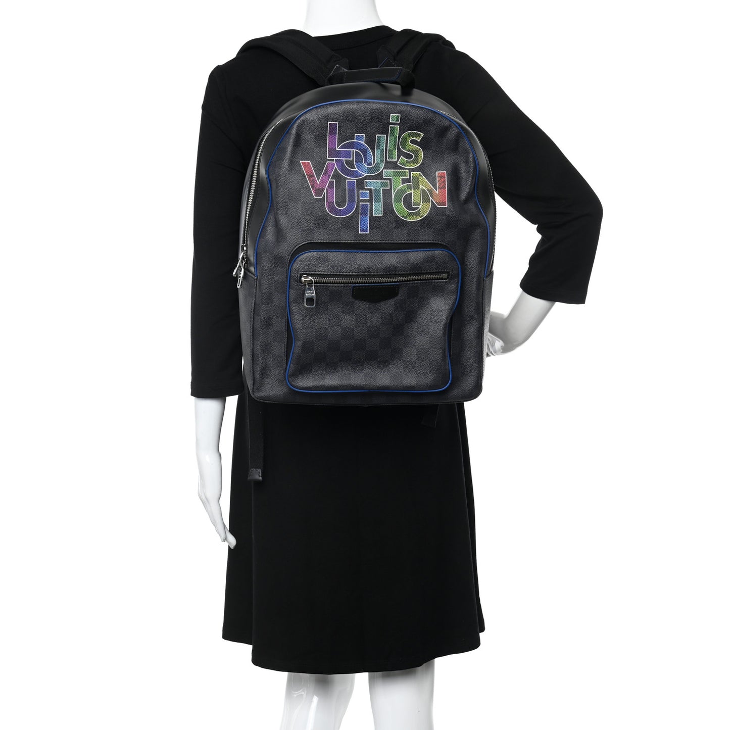 Damier Graphite Logo Josh Backpack Blue Multicolor