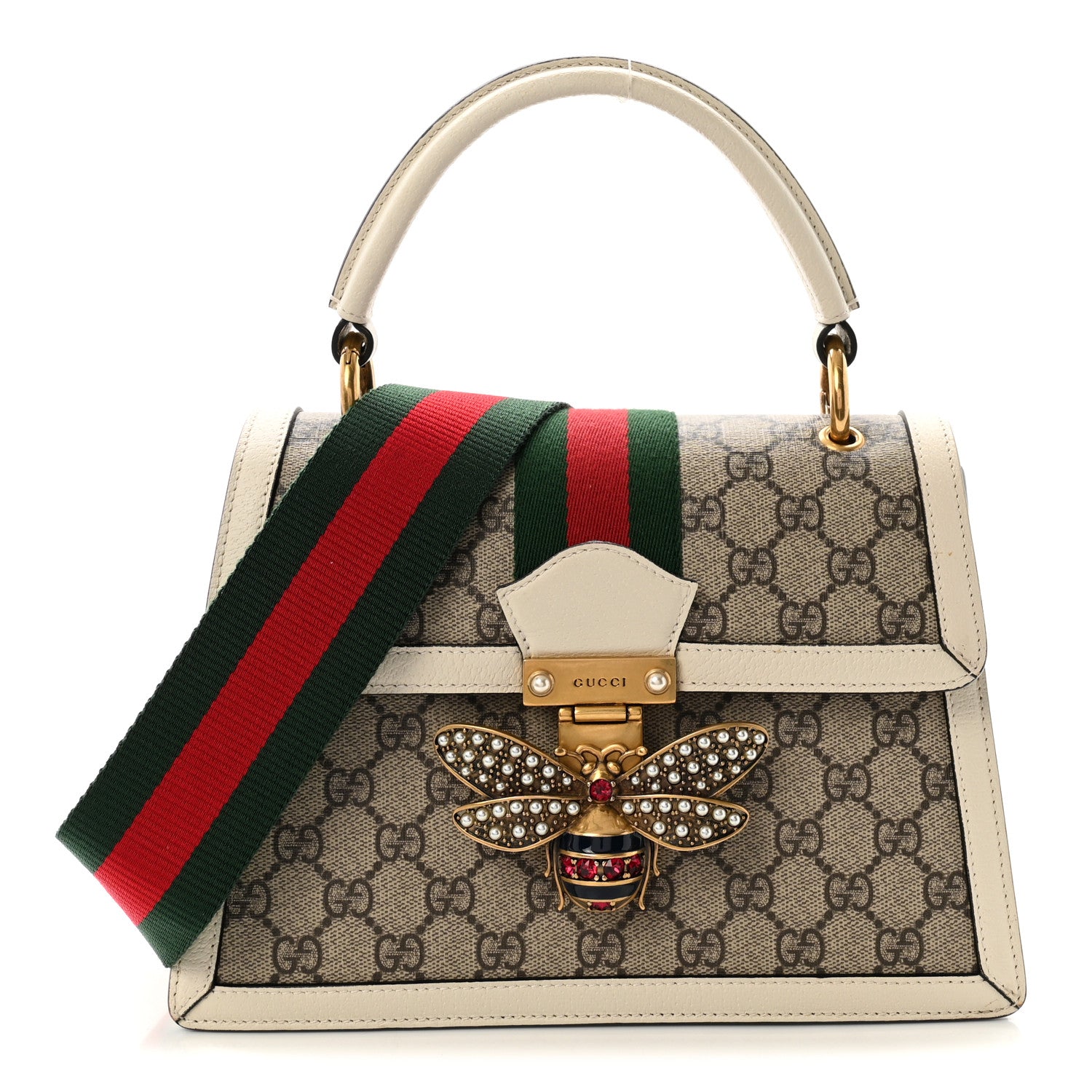 Gucci GG Supreme Monogram Small Queen Margaret Top Handle Bag White 1 of 10