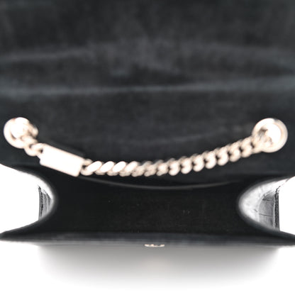 Saint Laurent Calfskin Crocodile Embossed Small Classic Monogram Kate Tassel Satchel Black 5 of 11