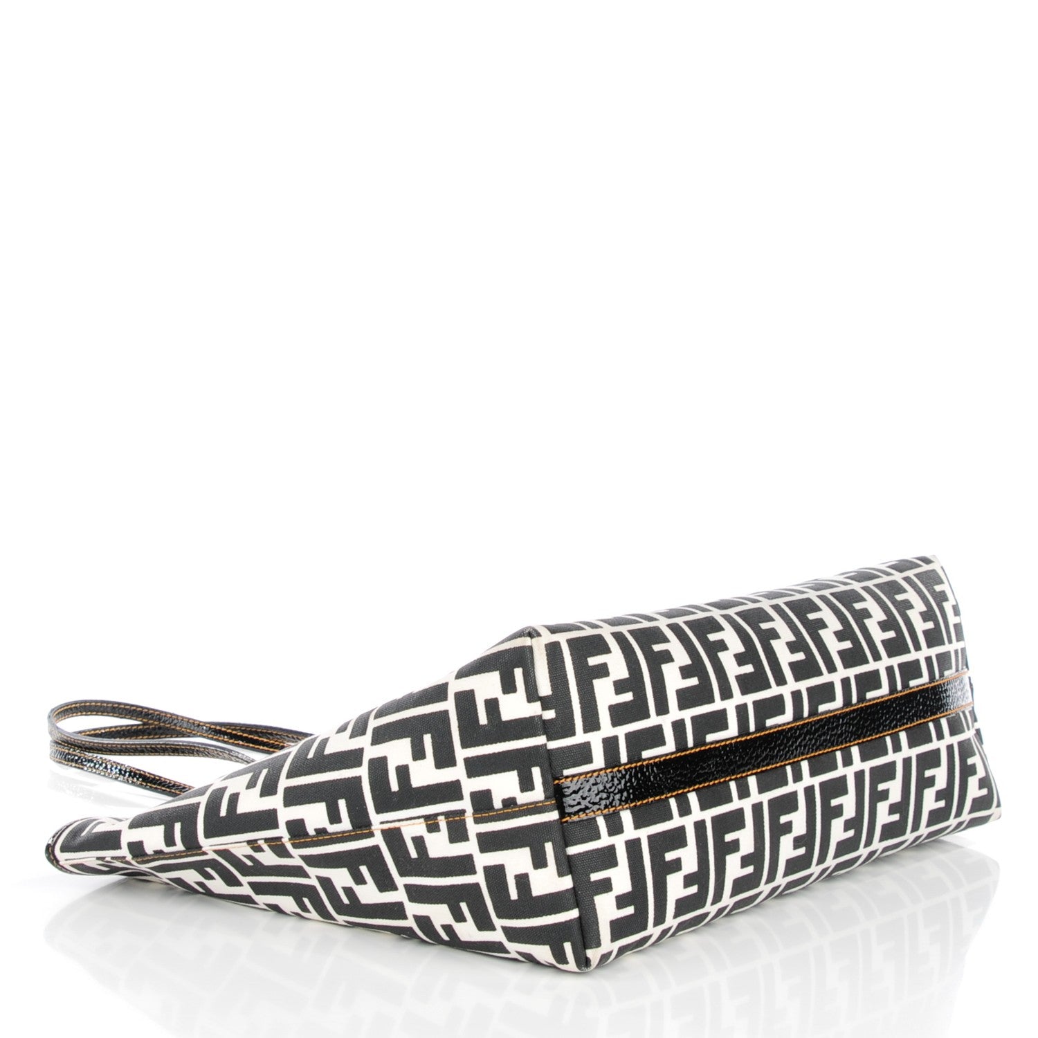 Fendi Canvas FF Roll Tote Black White 4 of 9