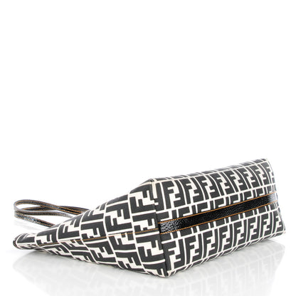 Fendi Canvas FF Roll Tote Black White 4 of 9