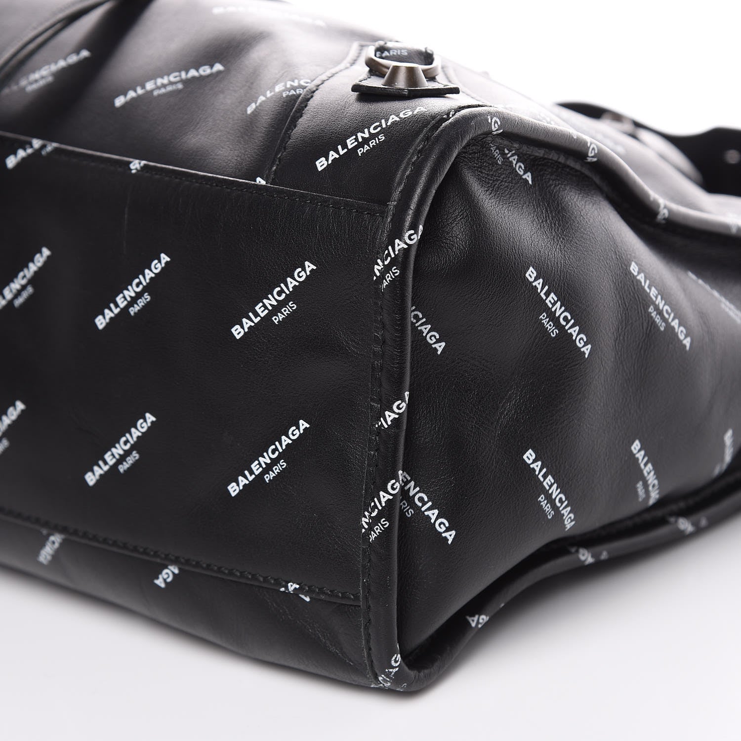Balenciaga Veau Allover Logo Classic Hardware City Black White 9 of 10