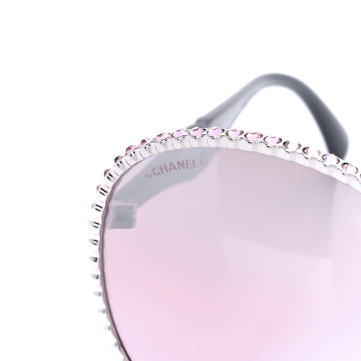 Metal Strass Round Sunglasses 71430 Black Pink