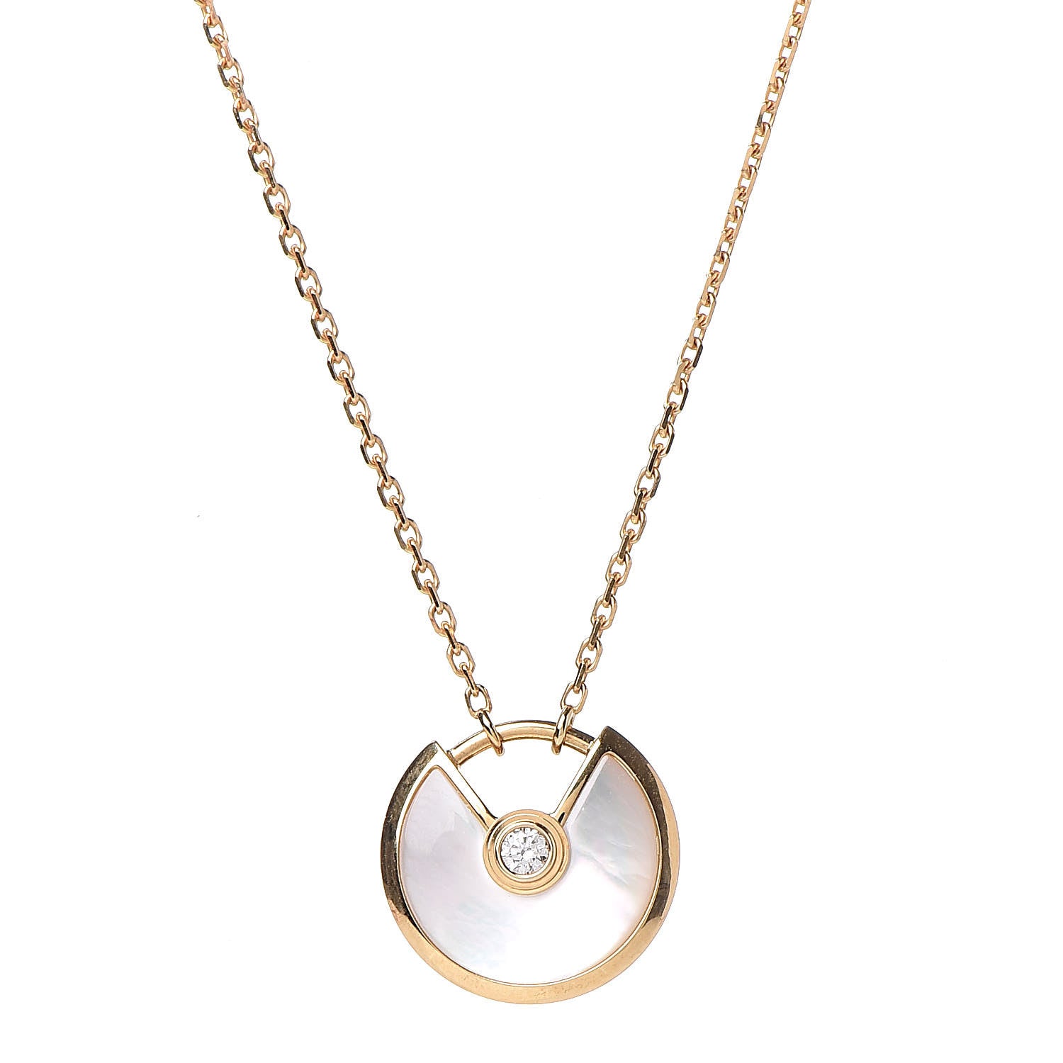 Cartier 18K Yellow Gold Diamond Mother of Pearl XS Amulette de Cartier Pendant Necklace 4 of 7