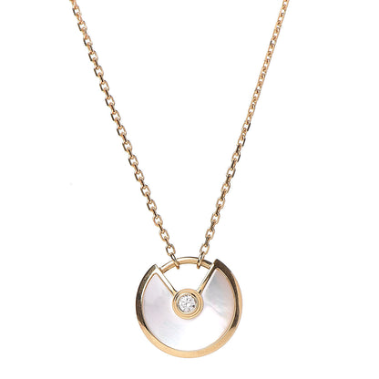 Cartier 18K Yellow Gold Diamond Mother of Pearl XS Amulette de Cartier Pendant Necklace 4 of 7