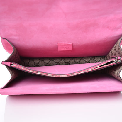Gucci GG Supreme Monogram Suede Pierced Heart Embroidered Medium Dionysus Shoulder Bag Beige Ebony Pink Tropical Flower 6 of 11