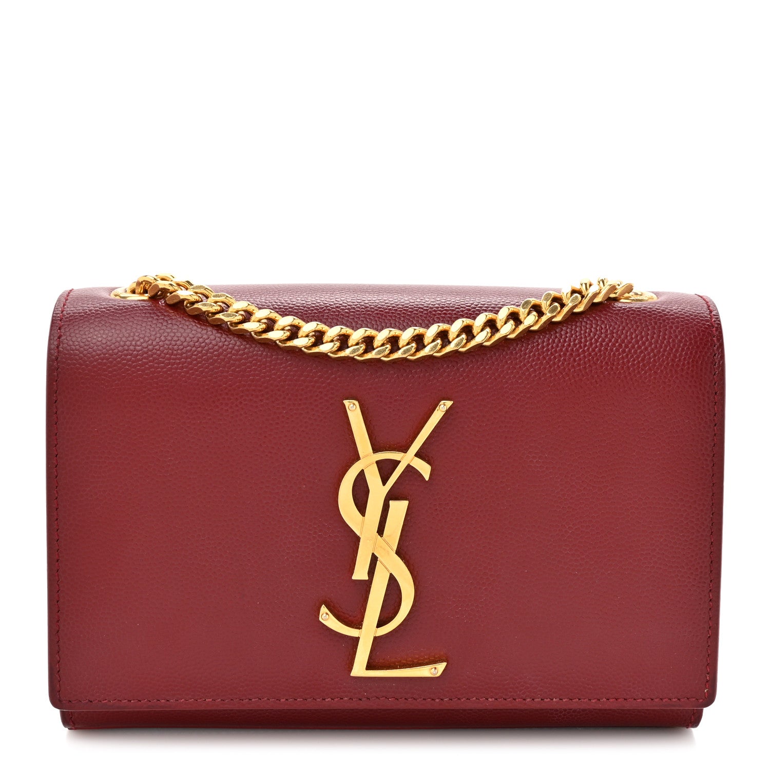 Saint Laurent Grain De Poudre Small Monogram Kate Satchel Red 1 of 14