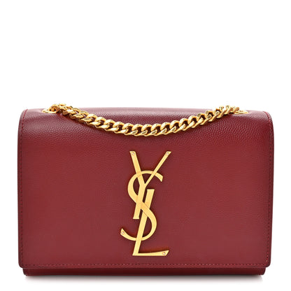 Saint Laurent Grain De Poudre Small Monogram Kate Satchel Red 1 of 14