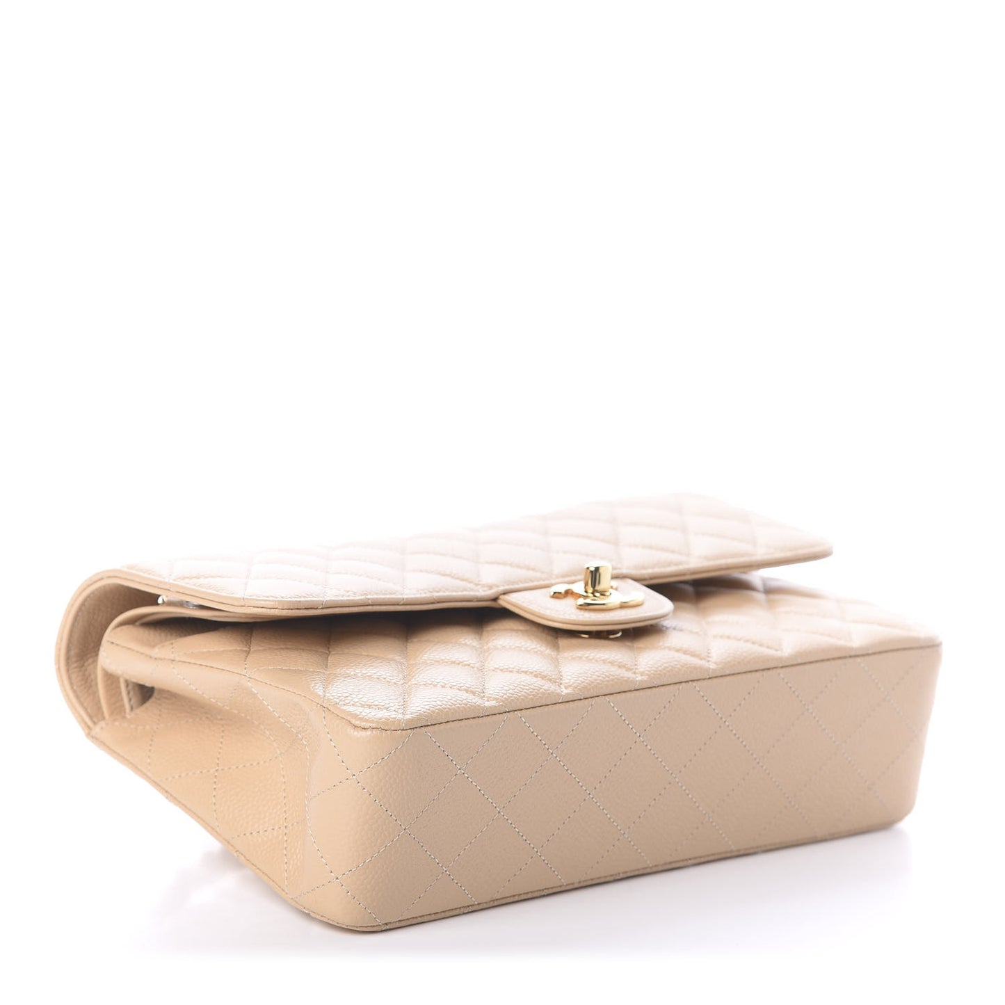 Caviar Quilted Medium Double Flap Beige Clair