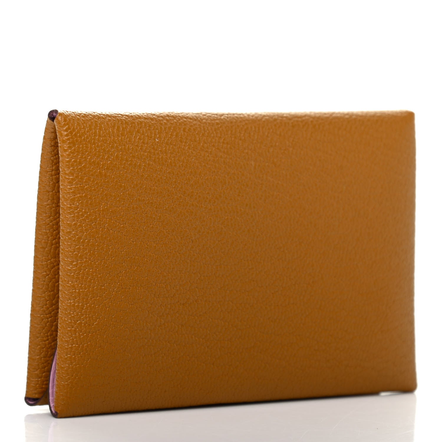 Hermes Chevre Mysore Verso Calvi Duo Card Case Caramel Mauve Sylvestre 3 of 7