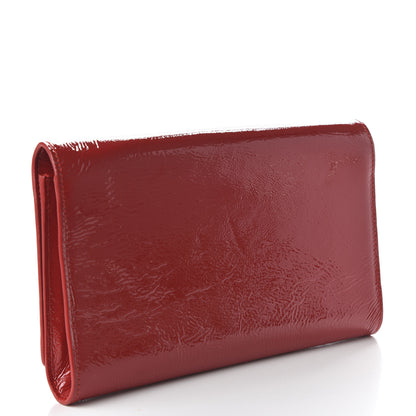 Saint Laurent Textured Patent Monogram Large Belle De Jour Clutch Red 3 of 9