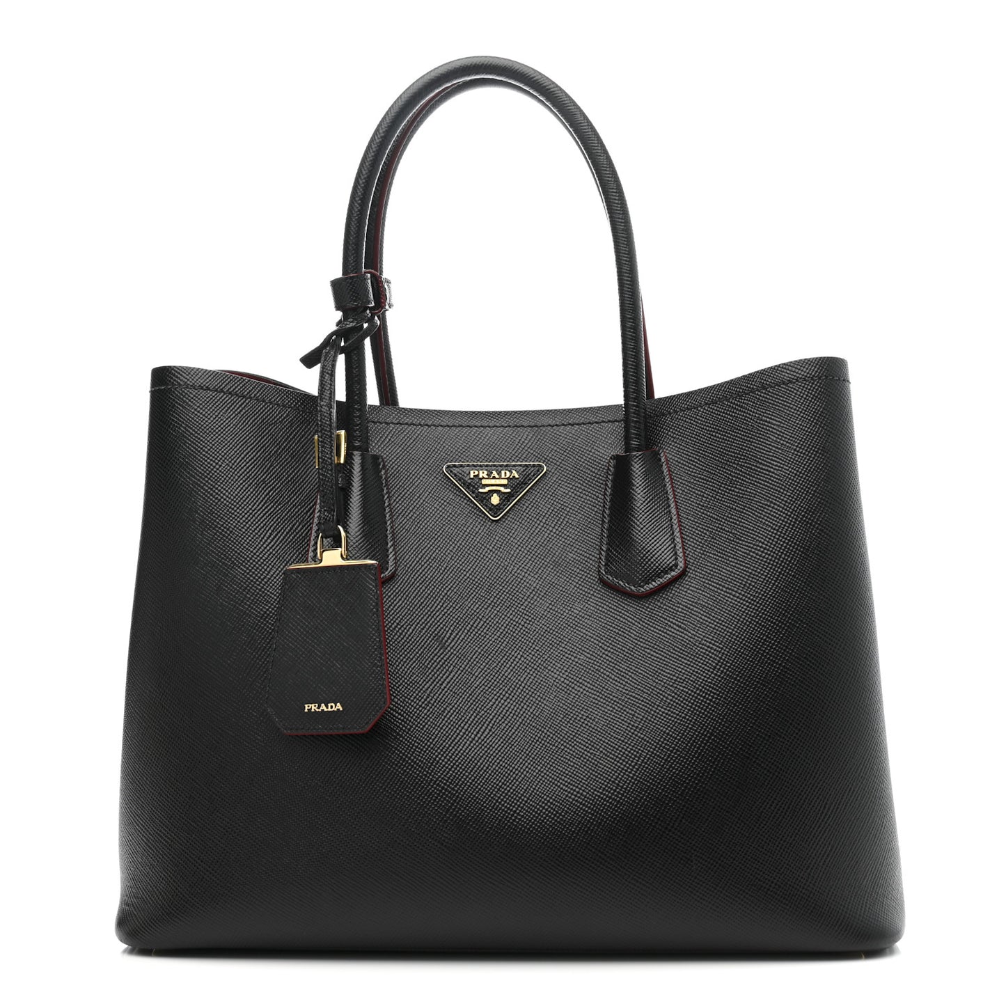 Saffiano Cuir Medium Double Bag Black Fuoco