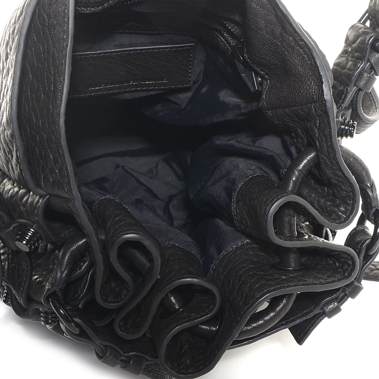 Pebbled Lambskin Diego Bucket Bag Black w Black Hardware