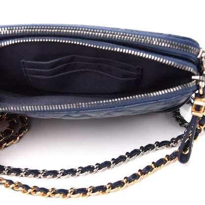 Chanel Aged Calfskin Quilted Small Gabrielle Clutch With Chain Navy Blue 10 of 14