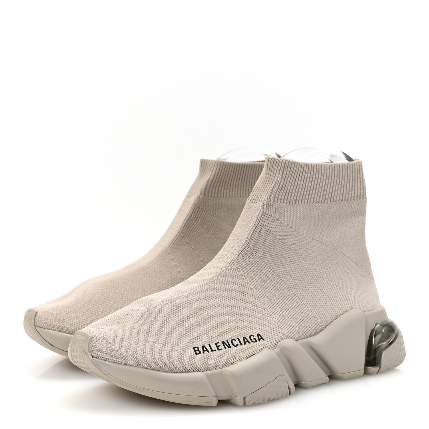 Balenciaga Technical 3D Recycled Knit Clear Sole Womens Speed Sneakers 35 Sand 4 of 10