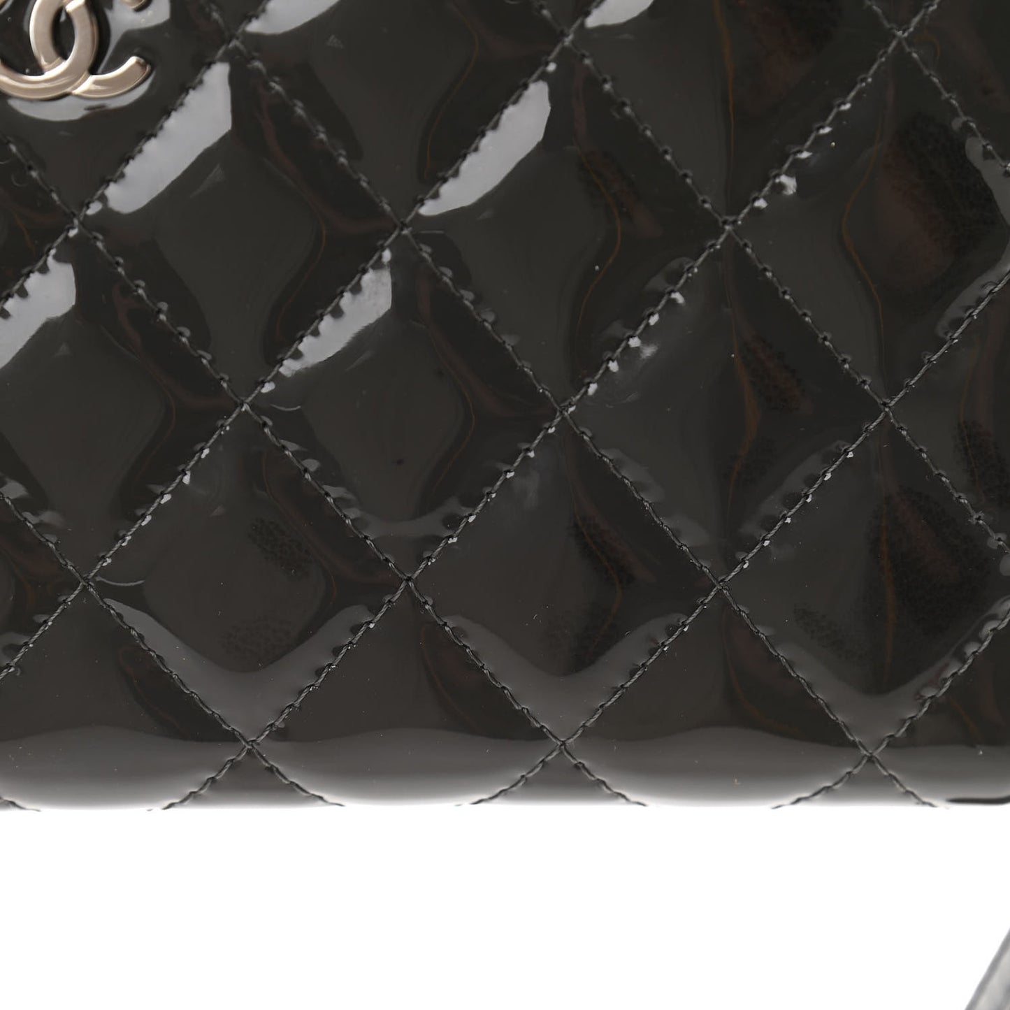 Patent Calfskin Zip Around Wallet Dark Grey