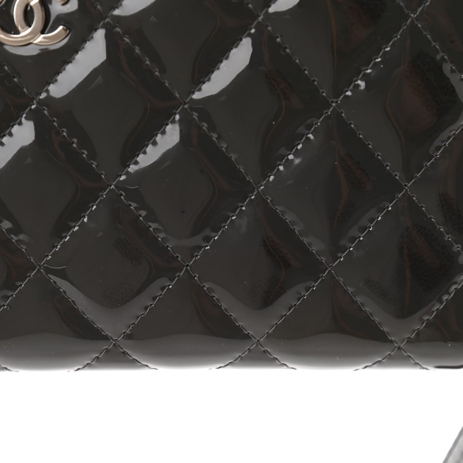 Chanel Patent Calfskin Zip Around Wallet Dark Grey 9 of 11