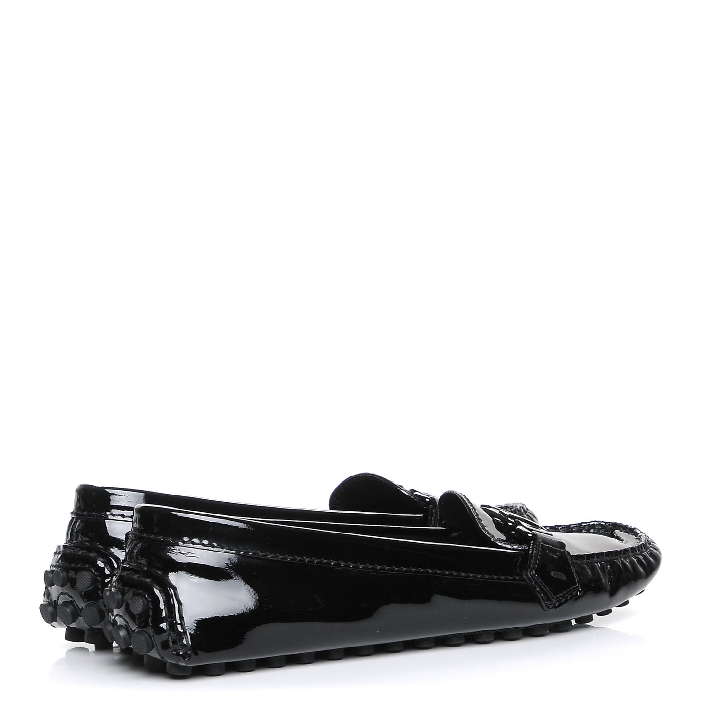 Patent Calfskin Oxford Loafers 40 Black