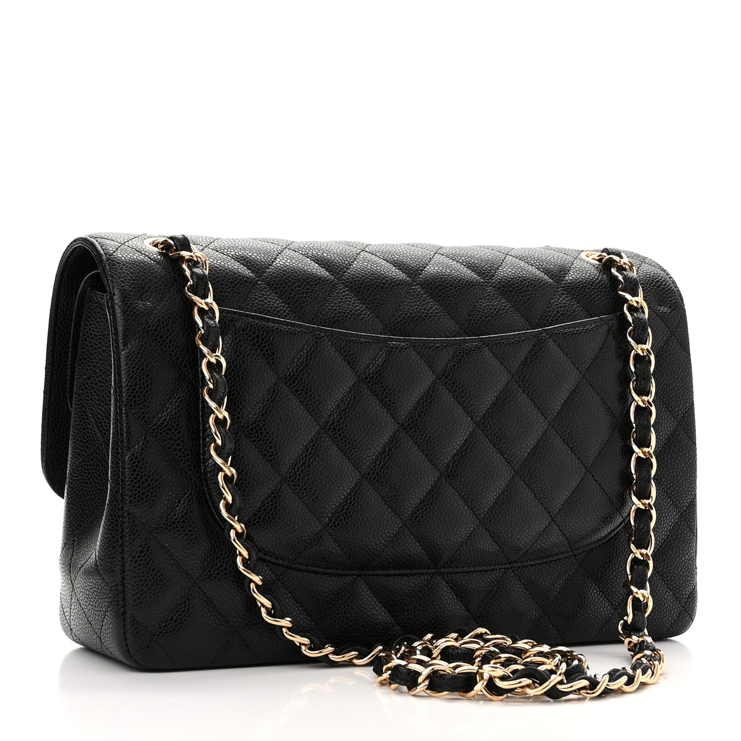 Caviar Quilted Jumbo Double Flap Black