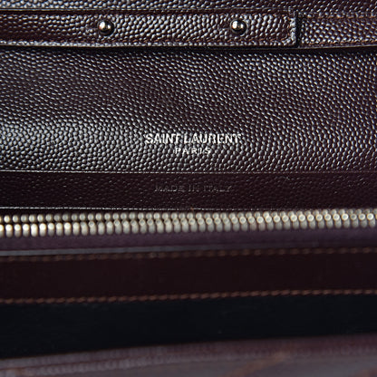 Saint Laurent Grain De Poudre Matelasse Chevron Monogram Chain Wallet Dark Brown 7 of 11