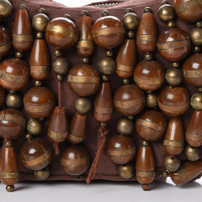 Chloe Canvas Beaded Bracelet Bag Brown 8 of 8