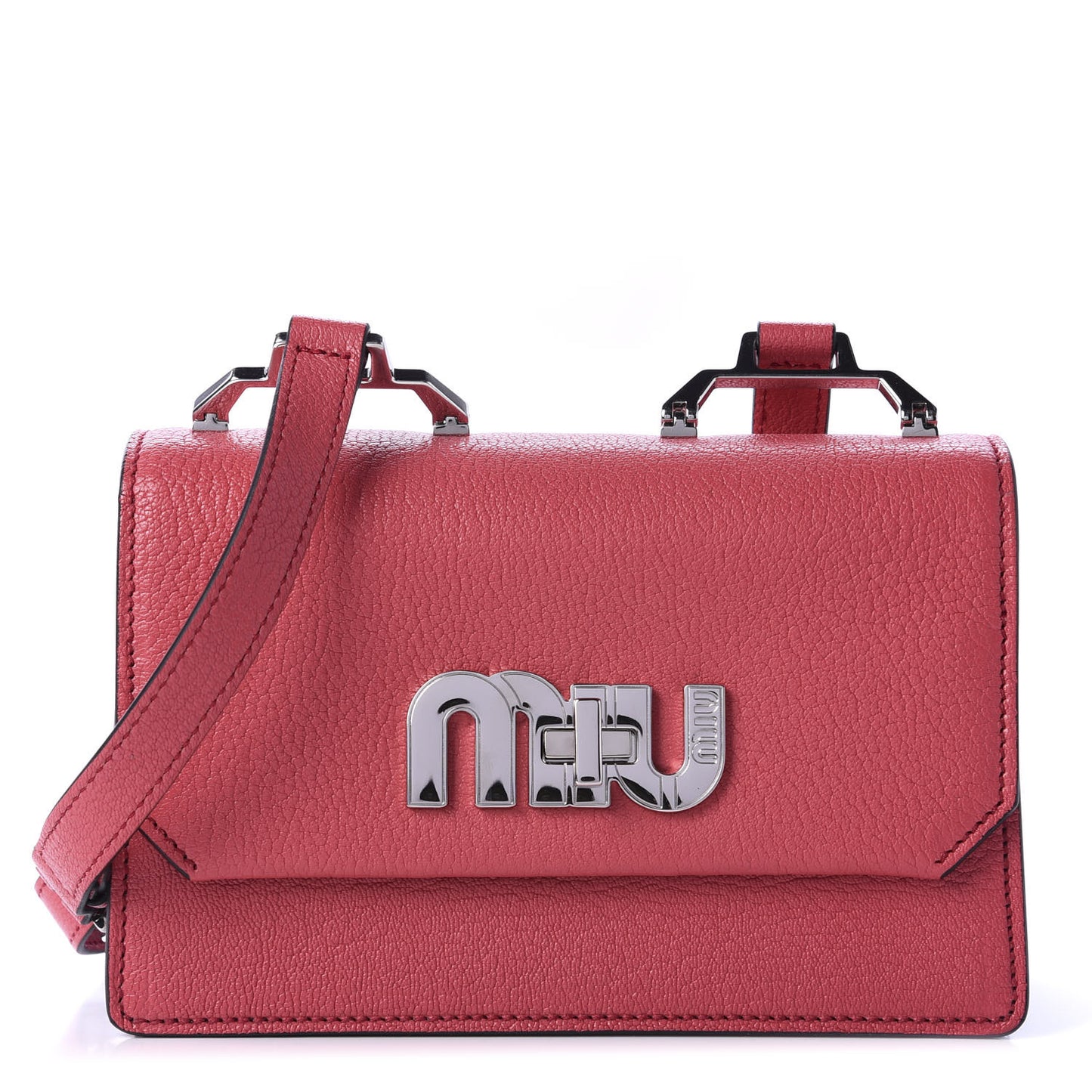 Goatskin Suede Madras Miu Logo Shoulder Bag Peonia Astrale