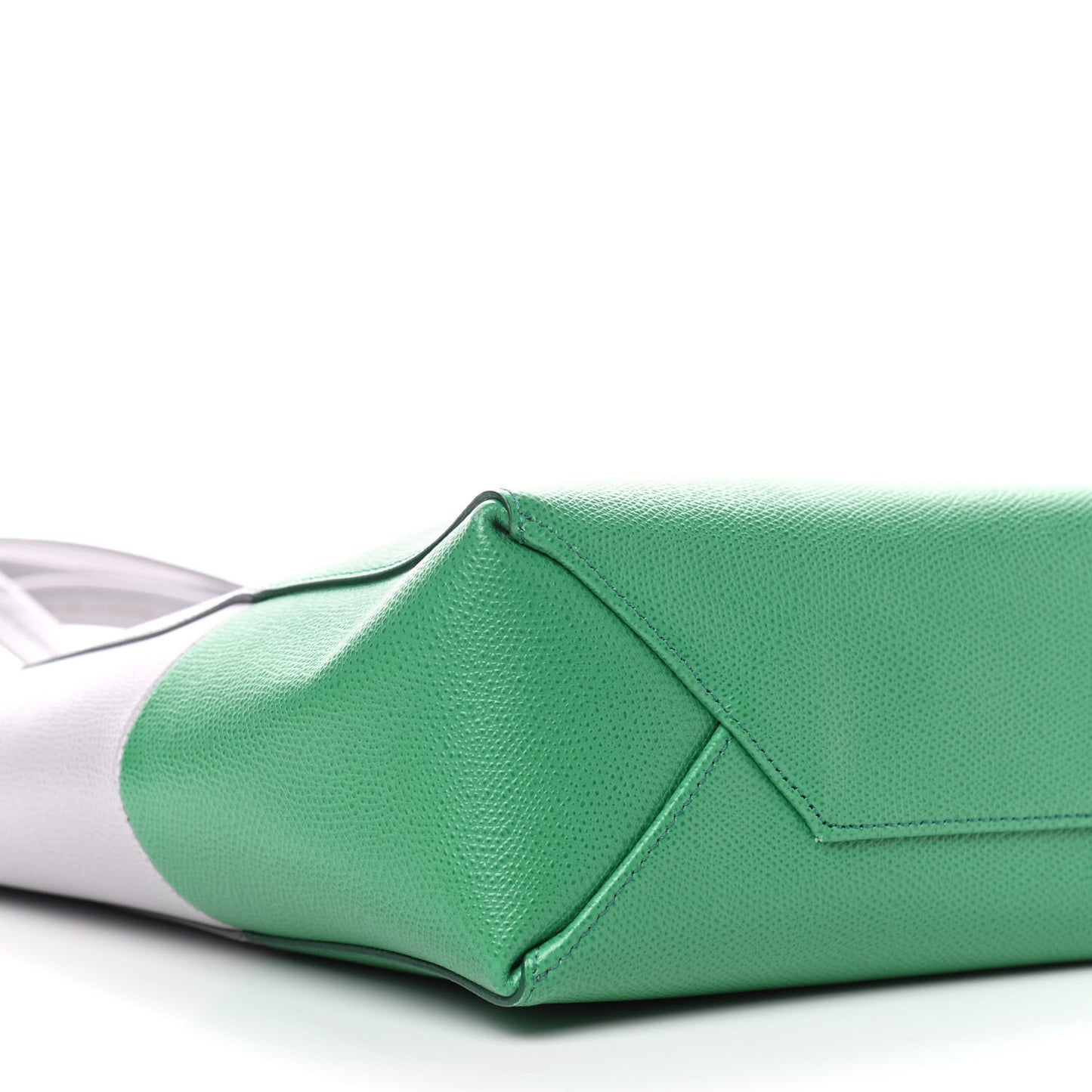 Grained Calfskin Small Vertical Bi-Cabas Mineral Mint