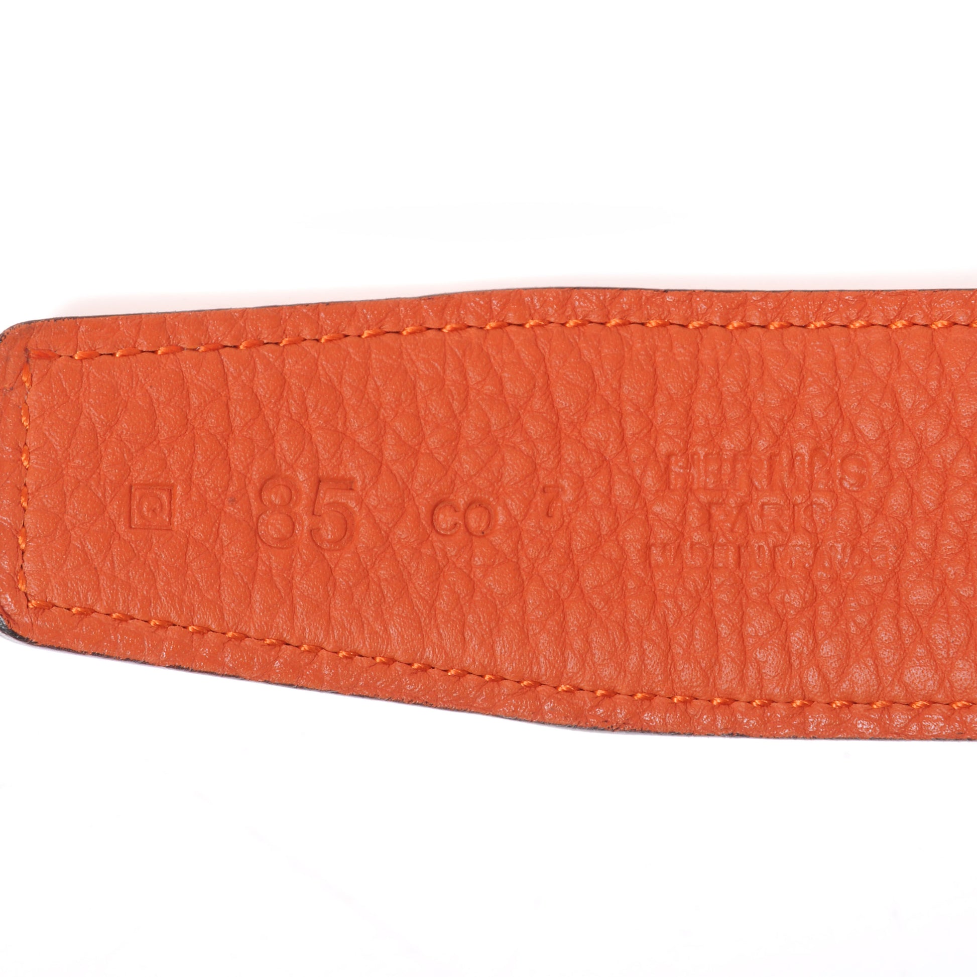Hermes Box Clemence Reversible Belt Strap 85 Orange Fauve 2 of 4