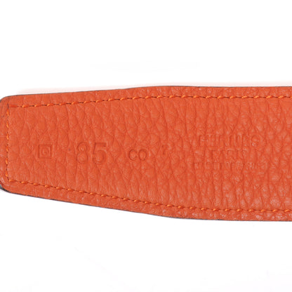 Hermes Box Clemence Reversible Belt Strap 85 Orange Fauve 2 of 4