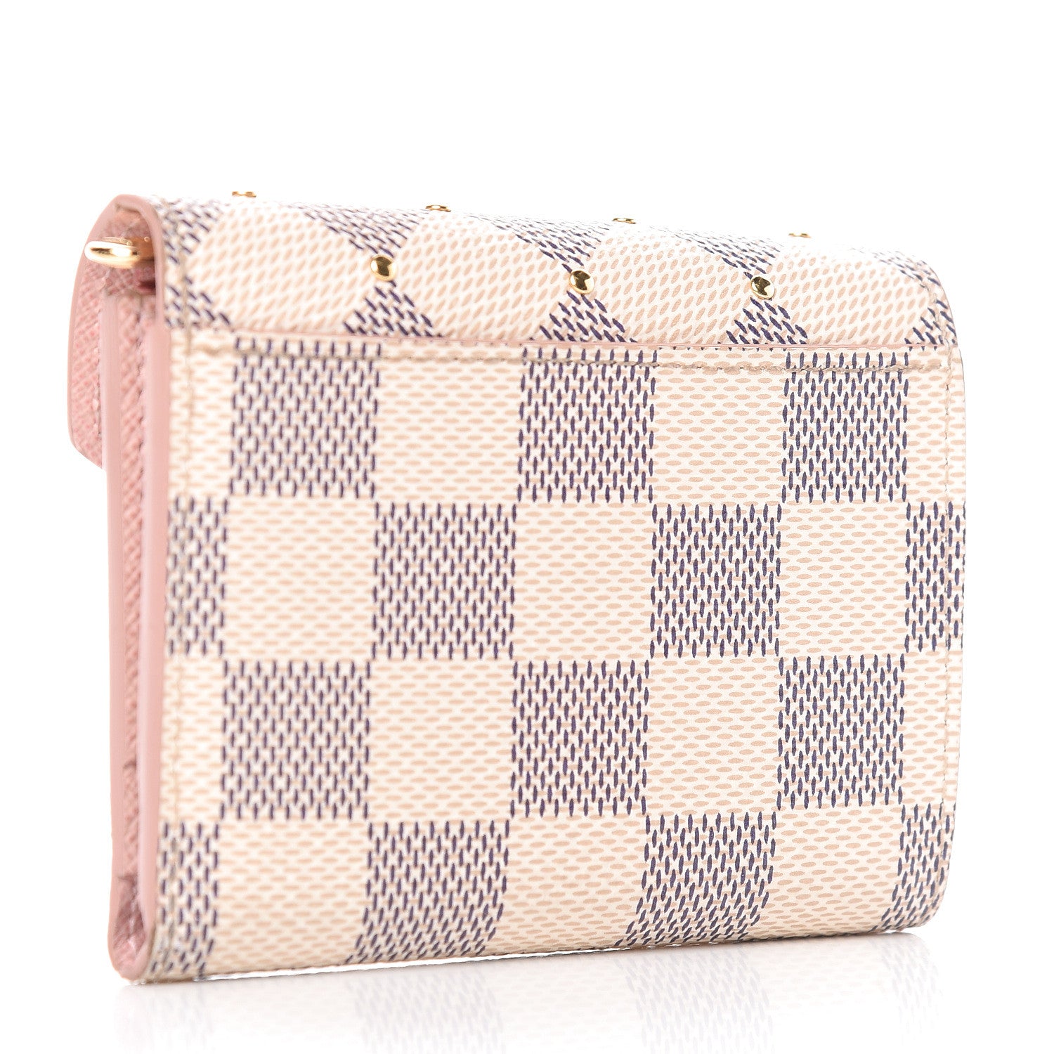 Louis Vuitton Damier Azur Studded Zoe Wallet Rose Ballerine 3 of 15